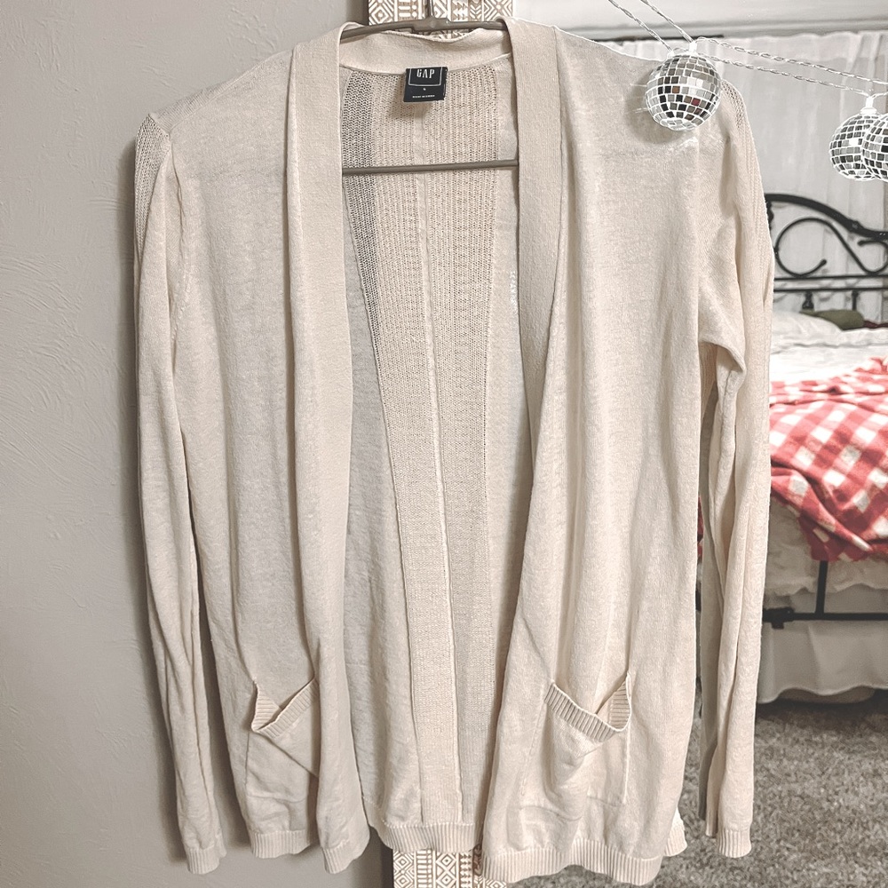 Gap Ivory White Cardigan with Pockets Small